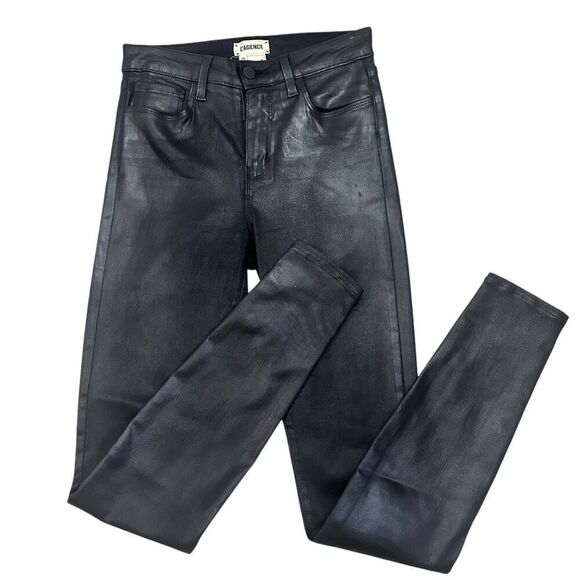 L'AGENCE Marguerite Coated Modal Denim High-Rise Skinny Jeans Black sz 26 $265 - Picture 1 of 8
